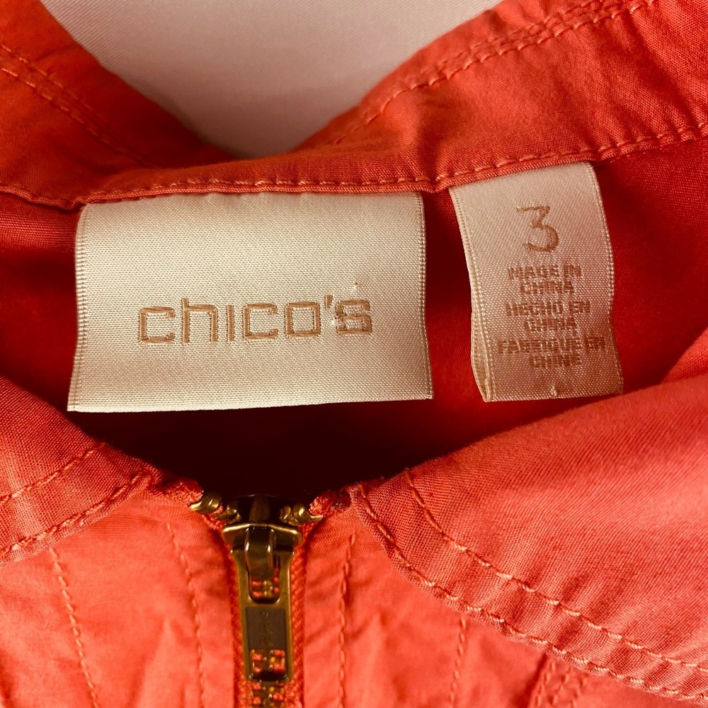 Chicos Pink Zip Up Lightweight Cotton Jacket Size 3/16 - Picture 4 of 7